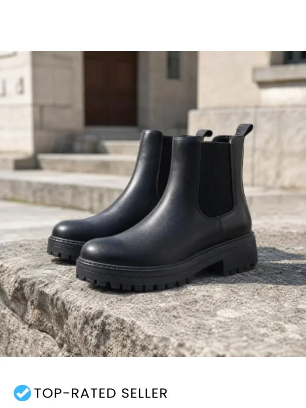 Women's Chelsea Ankle Boots Platform Chunky Heel Lug Sole Winter Slip-On